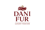 Elegant Dani Fur logo with red color accents and sophisticated typography for luxury fur fashion brand